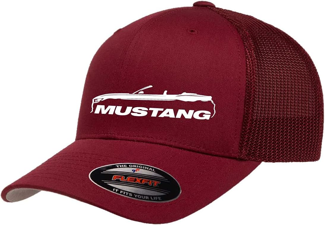 2015-20 Ford Mustang Convertible Classic Outline Design Trucker Mesh Fitted Cap