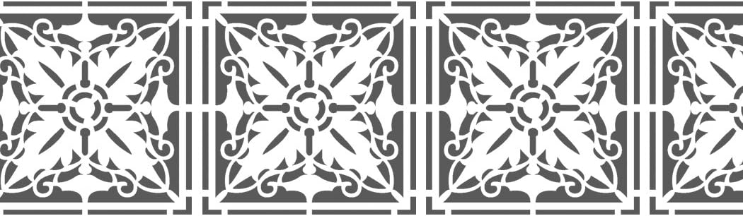 Wall Stencils Damask Tile Stencil for DIY Decor Faux Reusable Template V0034 (X-Large)