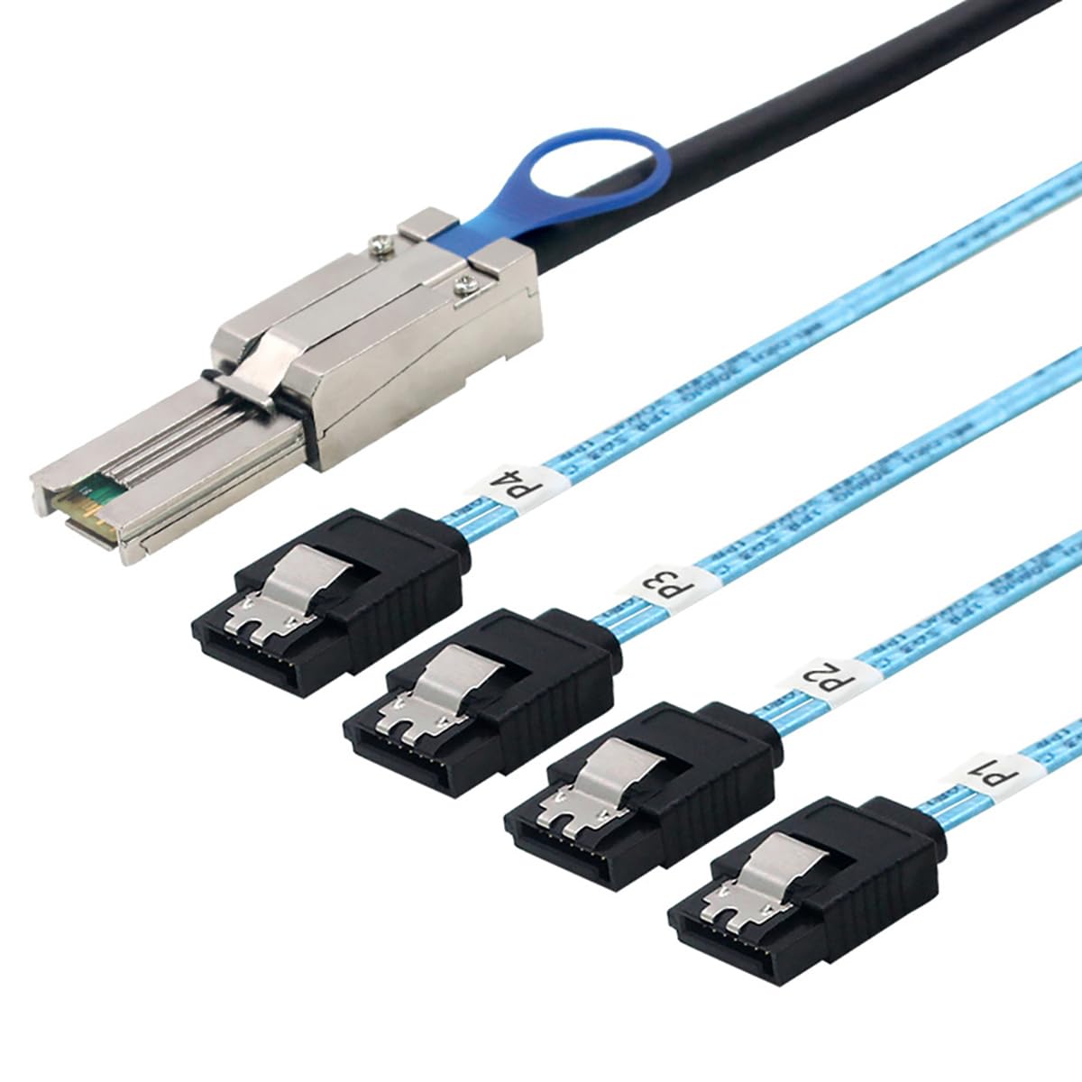 Mini SAS HD SFF-8088 26P do 4X SATA 7P żeński kabel – kabel przyłączeniowy do dysku twardego 6 Gb/s, 28AWG, 10 omów (2 m)