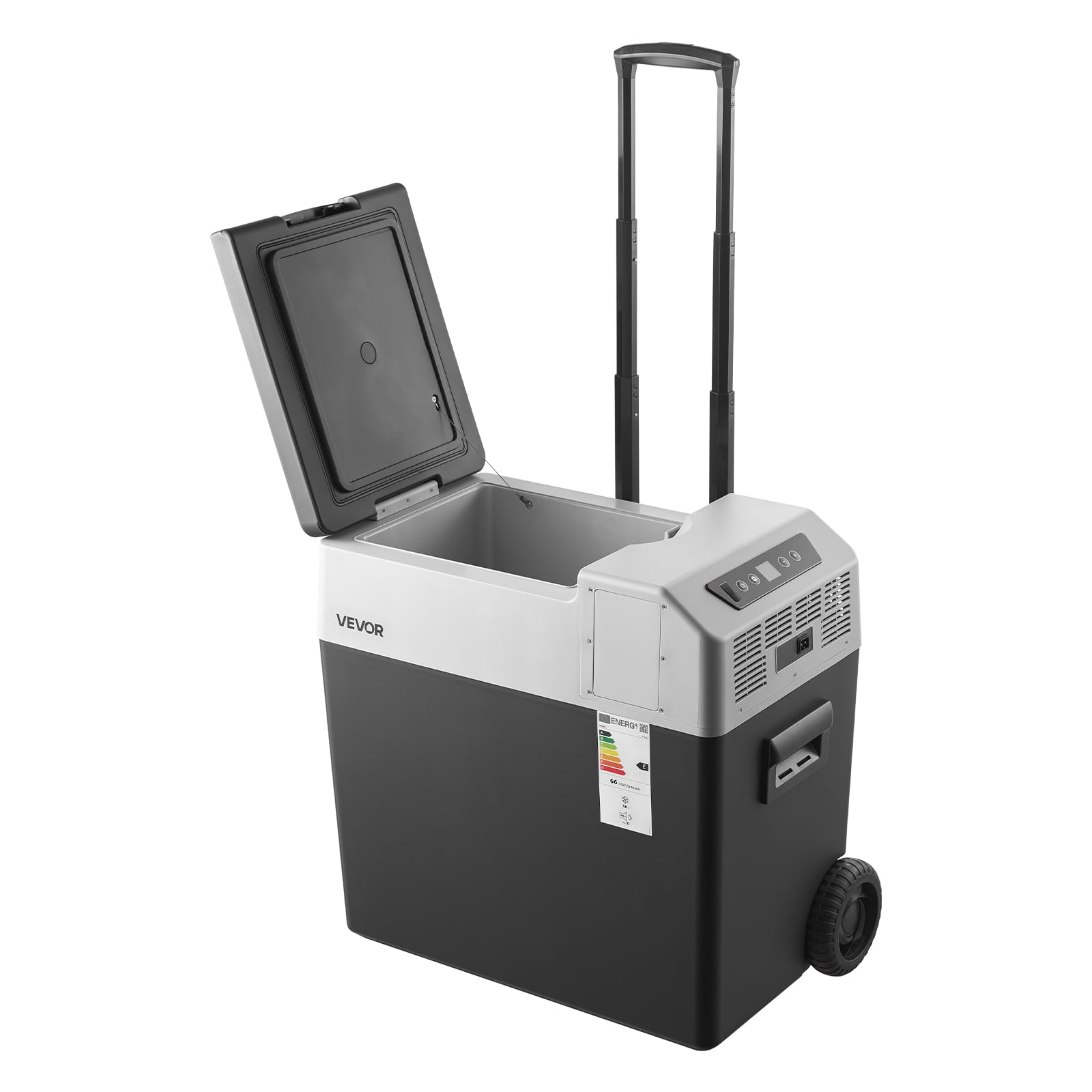 VEVOR Glacière Électrique Voiture et Maison, Réfrigérateur Portable 50 L 12 V/24 V CC et 100-240 V CA, pour Camping Voyage, Mini Frigo à Compression -22 à 10 °C, Contrôle APP avec Roues et Poignée