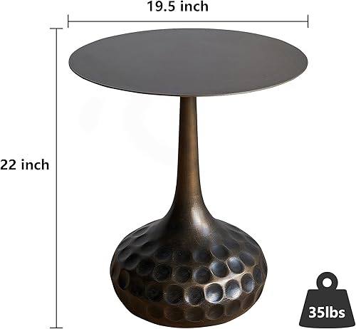 Miniatura 2 de Mesa auxiliar, mesa de centro moderna, mesa decorativa de hierro con pedestal de metal para sala de estar, dormitorio, balcón, oficina,