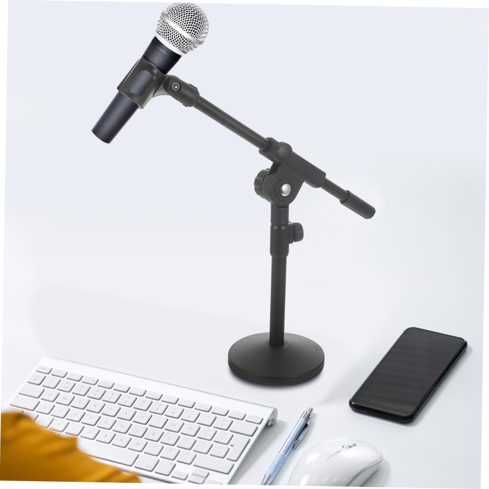 ibasenice Base Per Microfono Supporto Da Tavolo Regolabile Estensibile Con Clip Per Microfono Per Podcast Musicisti Hobbisti