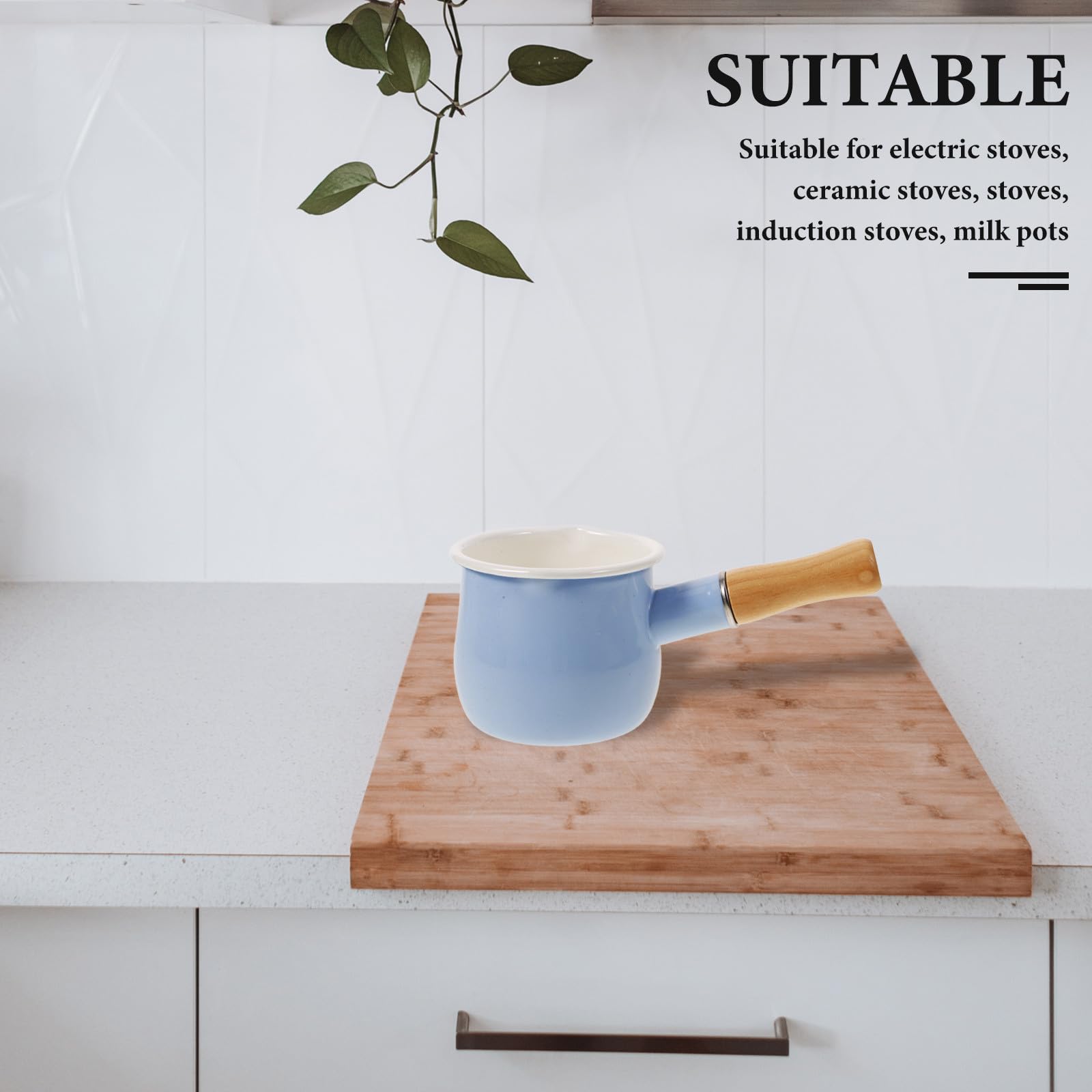 ABOOFAN Olla de Leche Esmaltada Azul 10 Cm Mini Cacerola Multifunción Antiadherente Mango Ergonómico para Cocina y Preparación de Alimentos Infantiles