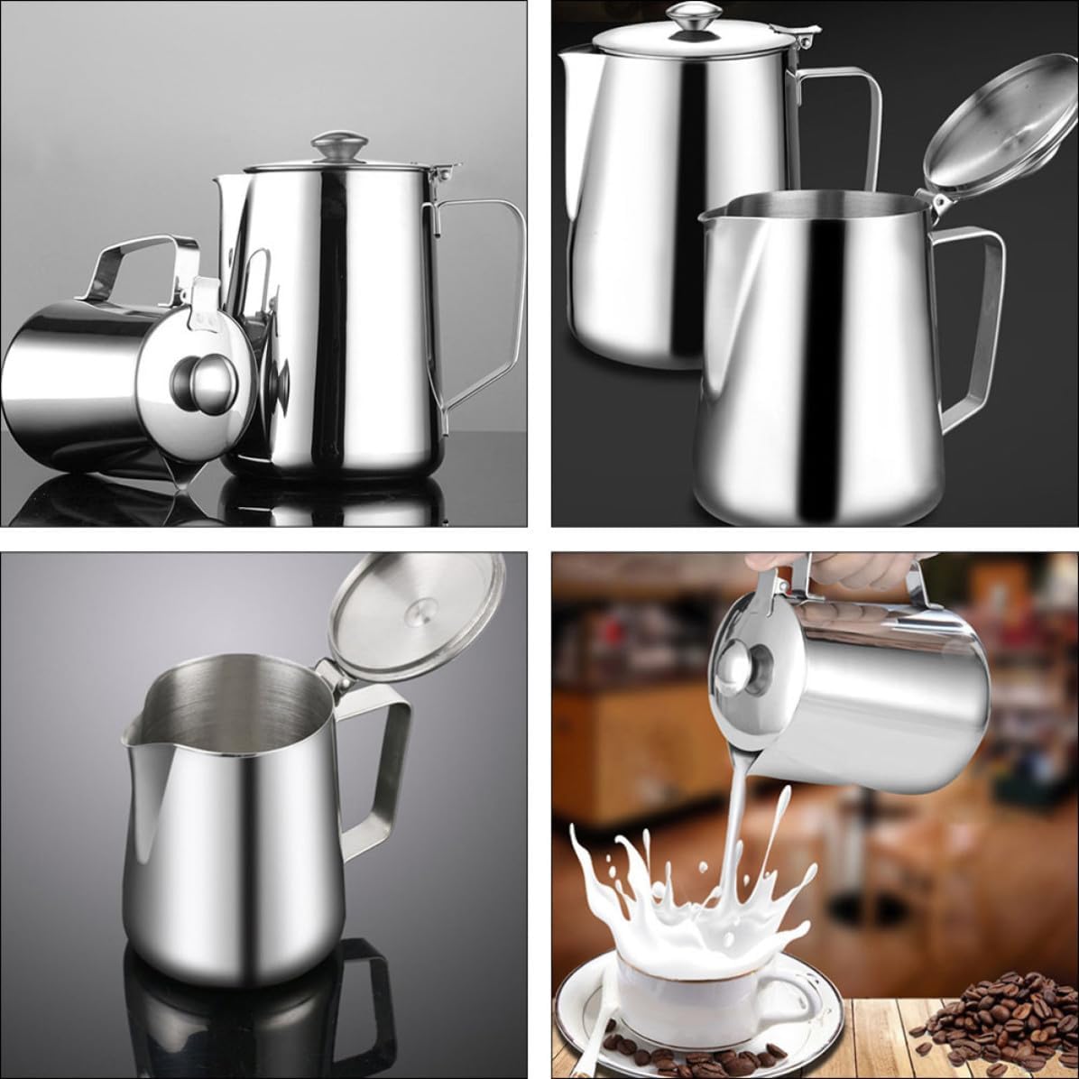Stainless Steel Latte Cup 600ml with Lid, Thickened Mocha Cup