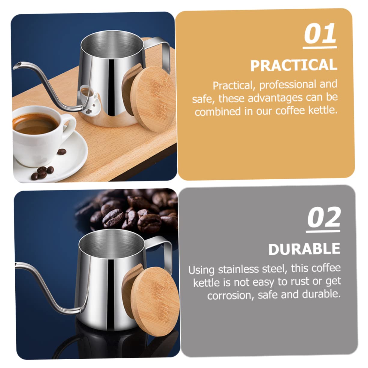CIYODO Long Spout Coffee Kettle Stainless Drip Pot Narrow Spout Design for Smooth Water Flow for Brewing Coffee and Tea Ergonomic Handle for Comfortable Use