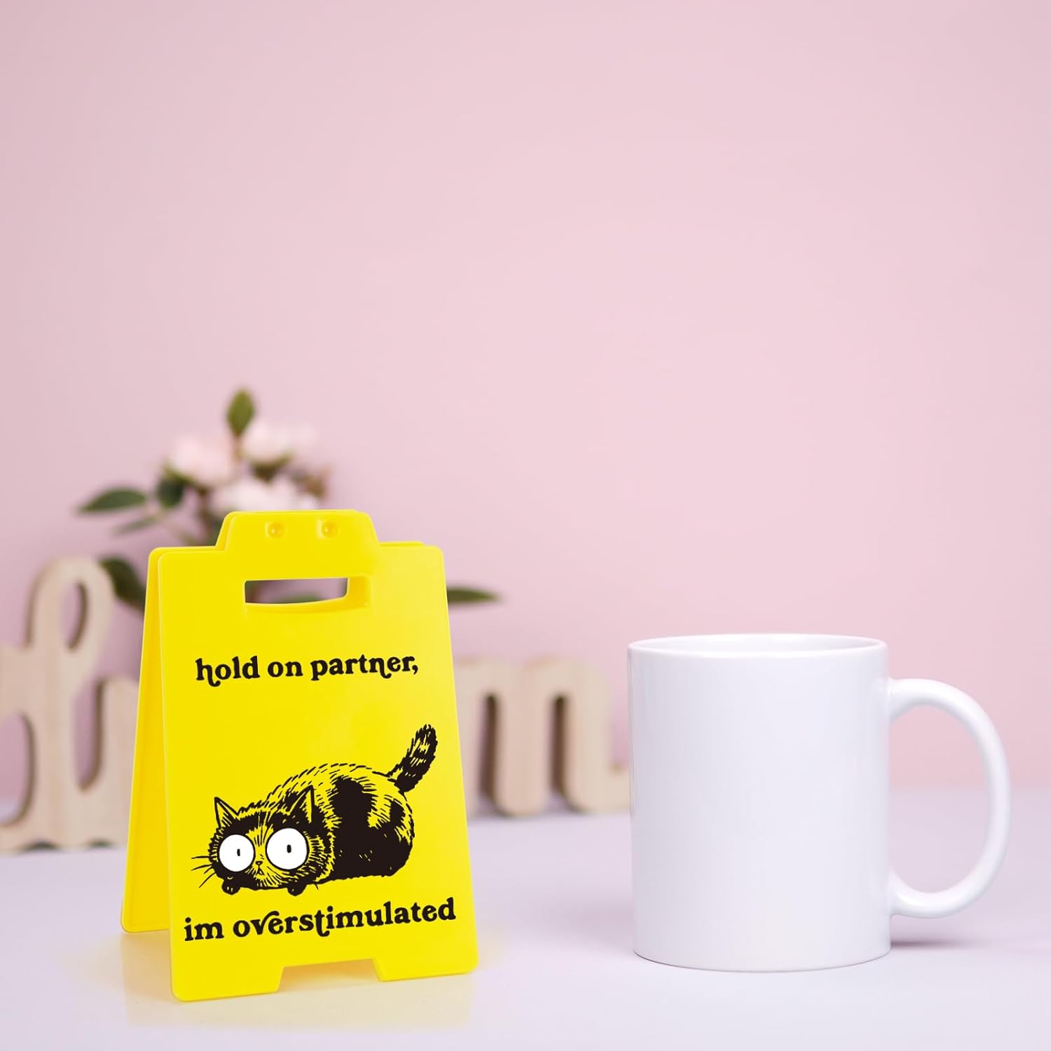 Funny Overstimulated Cat Desk Sign - Cute Office Decor for Coworkers, Novelty Gag Gift for Cat Lovers, ADHD Anxiety, Social Battery and Sensory Overload Sign - Image 5