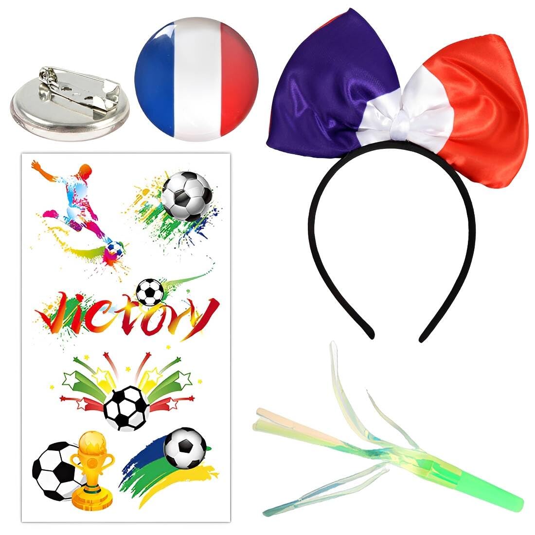 Kit Supporter France Fanartikel - Accessoires de Fête pour la WM 2026 - Drapeaux et Guirlandes Bleu Blanc Rouge pour Public Viewing