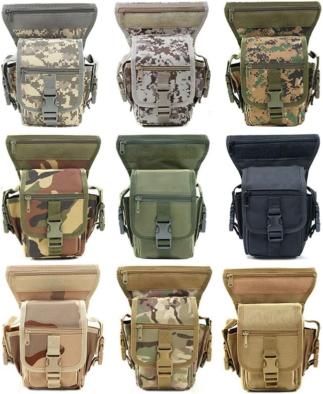 Miniatura 8 de Bolsa táctica de camuflaje de pierna Versipack bolsa de senderismo para deportes al aire libre, Negro -