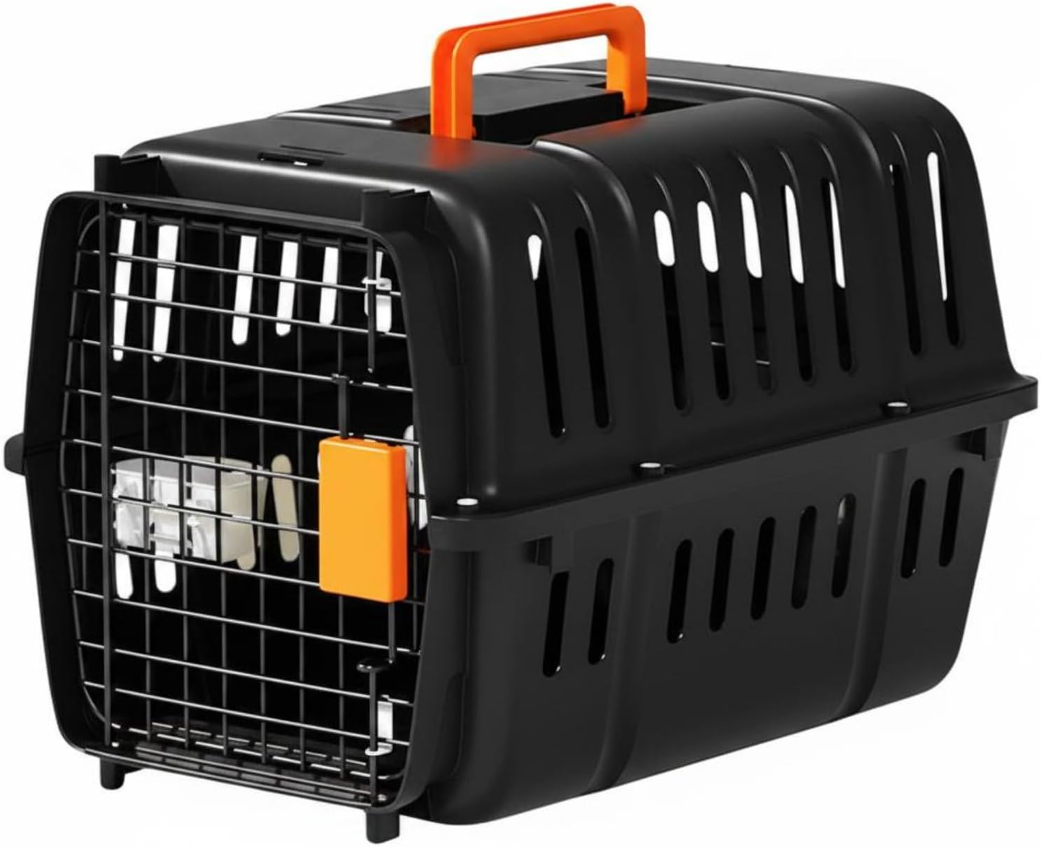 Airline Pet Carrier Portable Pet Transport Crate Impact-Resistant Animal Gear for Cats, Black, Small for Pets Under 12 Catties