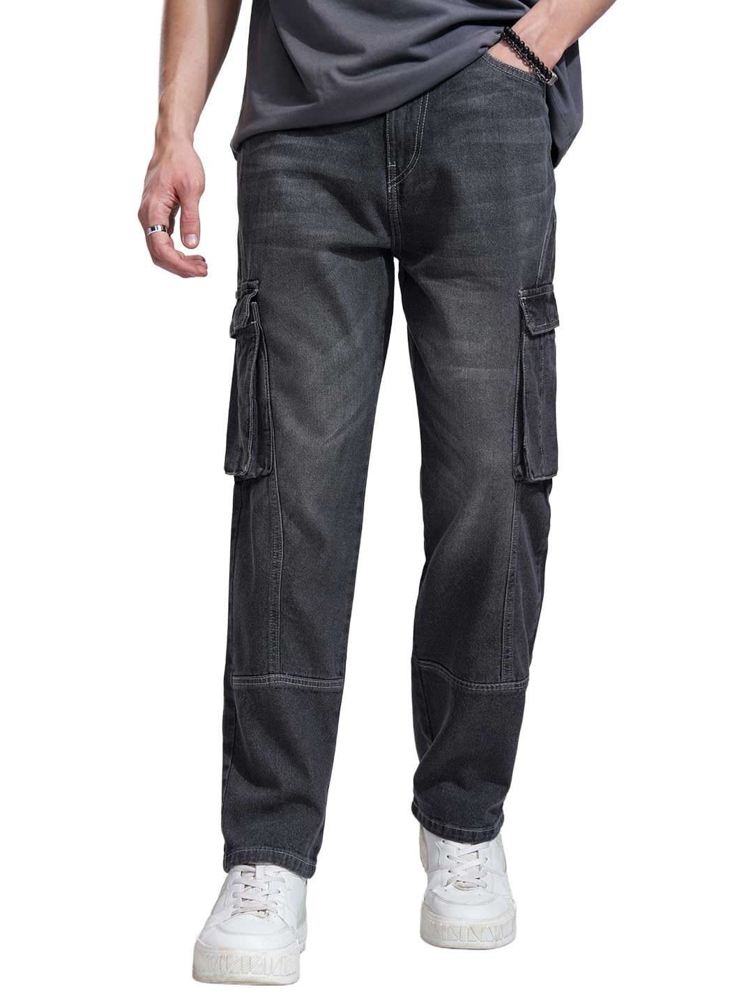 highlander Men’s Relaxed-Fit Cargo Pocket Jeans | Clean Look | Cotton Comfort | Utility Style| Cargo Jeans for Man-picture-51