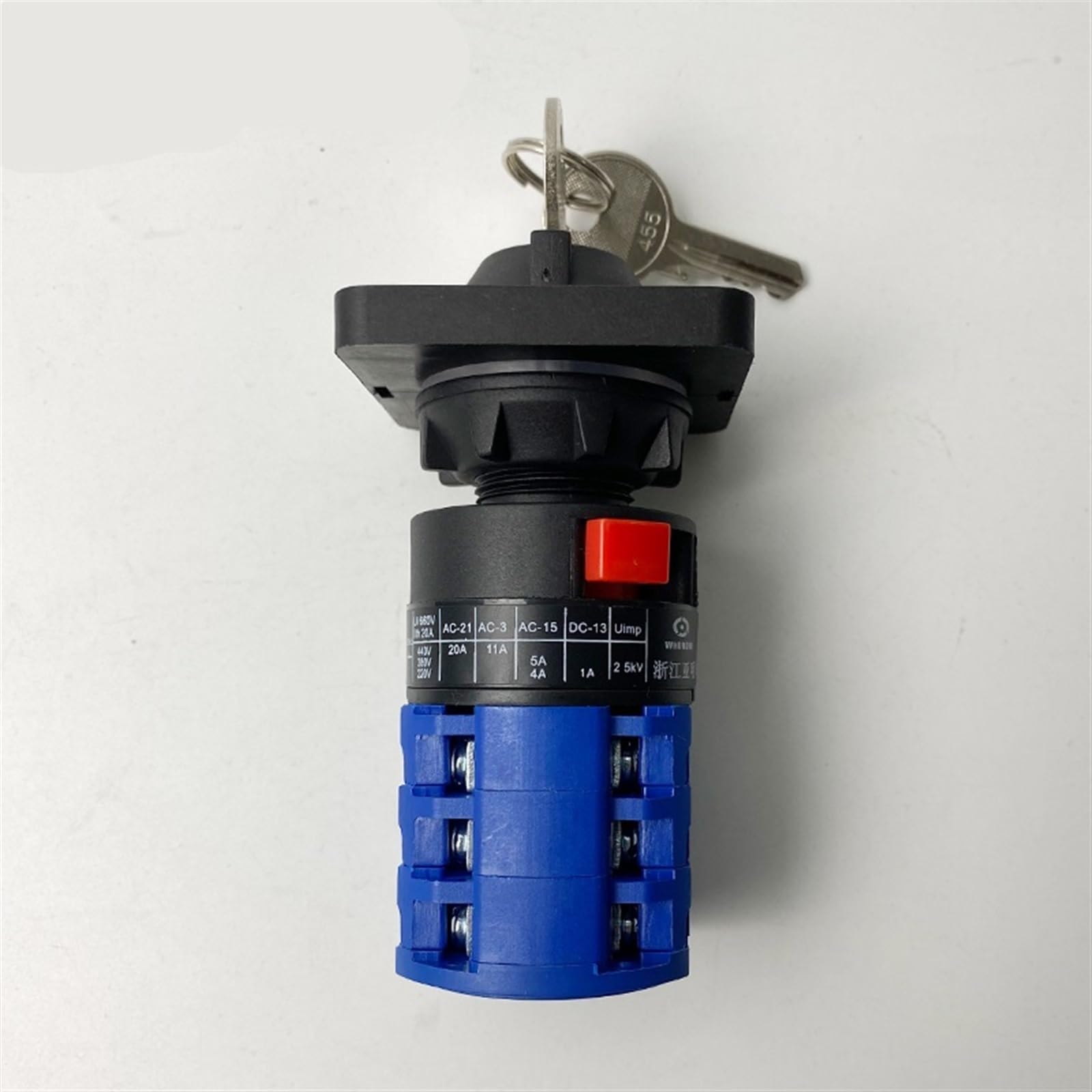 Selector de combinación LW26-20/3S Circuito control 3 posiciones Instalación un solo orificio con llave 20 A 690 V Contacto plata Rotativo