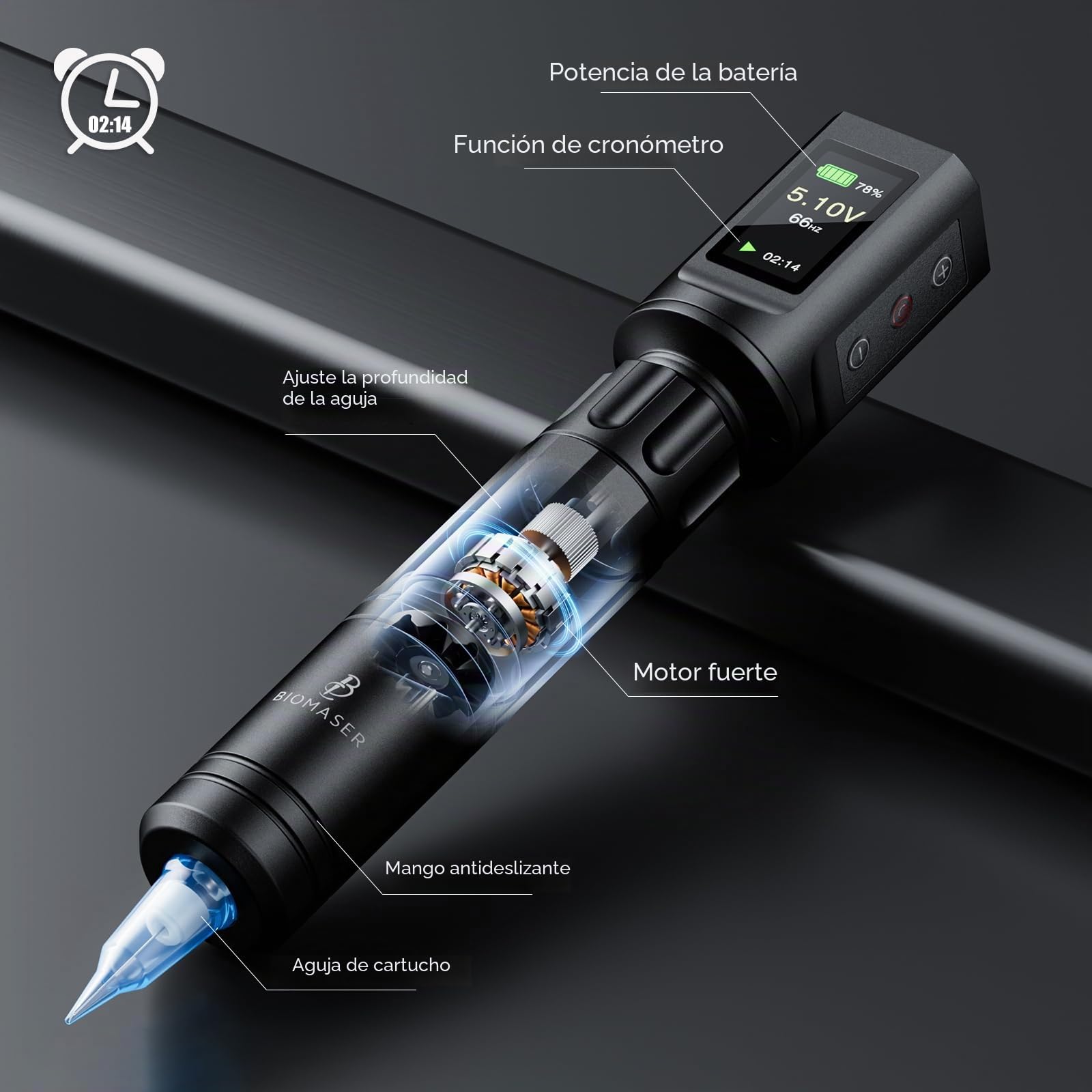 Biomaser Juego de máquina inalámbrica con batería de 1900 mAh, máquina de bolígrafo rotativo inalámbrico, 20 cartuchos, 10 botellas de tinta, accesorios completos para principiantes y artistas