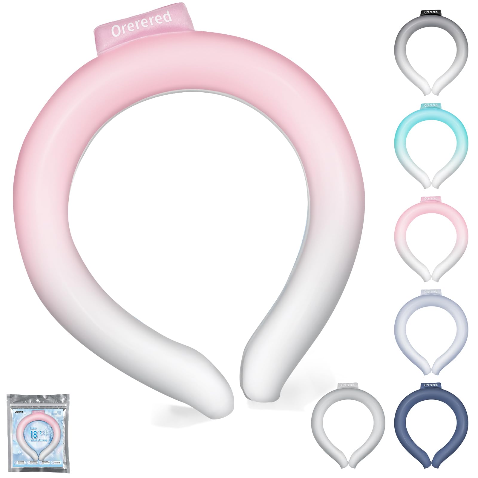 Neck Cooling Tube 70% Gel Increase Ice Cooler Ring Wearable Cooling Neck Wraps for Summer Heat Body Cooling Products for Outdoor Indoor Activities Relief for Hot Flashes (Gradient Pink, L)