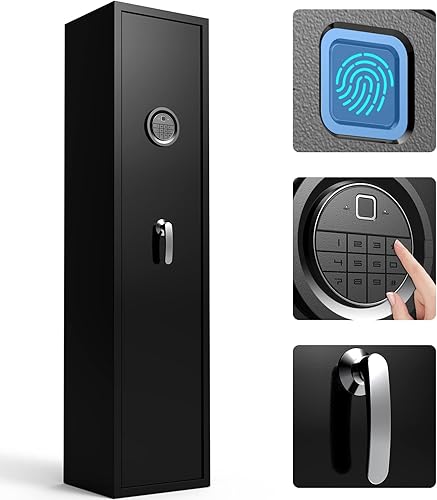 Miniatura 3 de Rifles biométricos de huellas dactilares, gabinete de 5 armas de acceso rápido para rifles y escopetas, modo silencioso, con luz de inducción