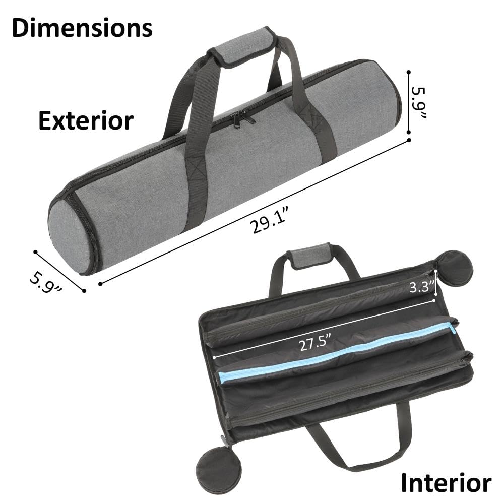 Bolsa de transporte de luz LED RGB para cuatro luces de 2 pies, funda de tela Cordura resistente al agua con compartimentos acolchados, funda para asa y bolsillo para accesorios para