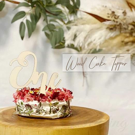 Amazon Co Jp Lumierechat 誕生日 バースデー ケーキトッパー ケーキ 飾り 飾りつけ 木製 1歳 One ファーストバースデー A B9192 ホーム キッチン