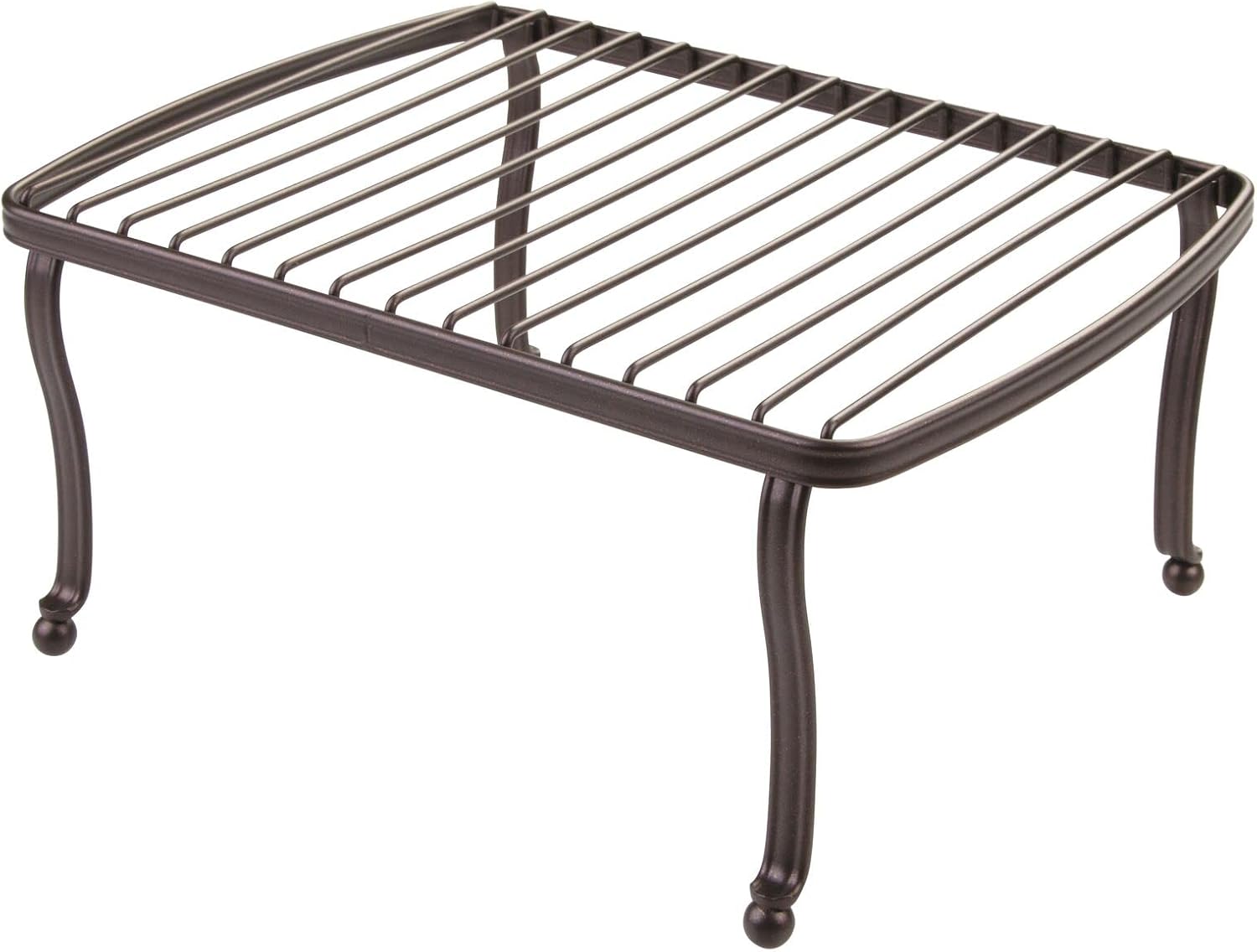 mDesign Decorative Metal Wire Kitchen Pantry, Countertop Organizer Storage Shelf, Raised Cabinet Rack - for Food, Dishes, Plates, Dishes, Bowls, Mugs, Glasses - Bronze