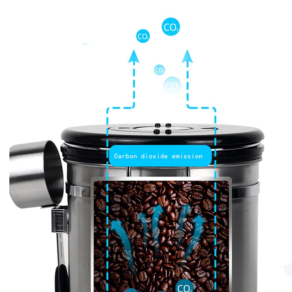 Barattolo Caffè Ermetico Acciaio Inox 1,8L Con Datario E Cucchiaio - Nero - Foto 7