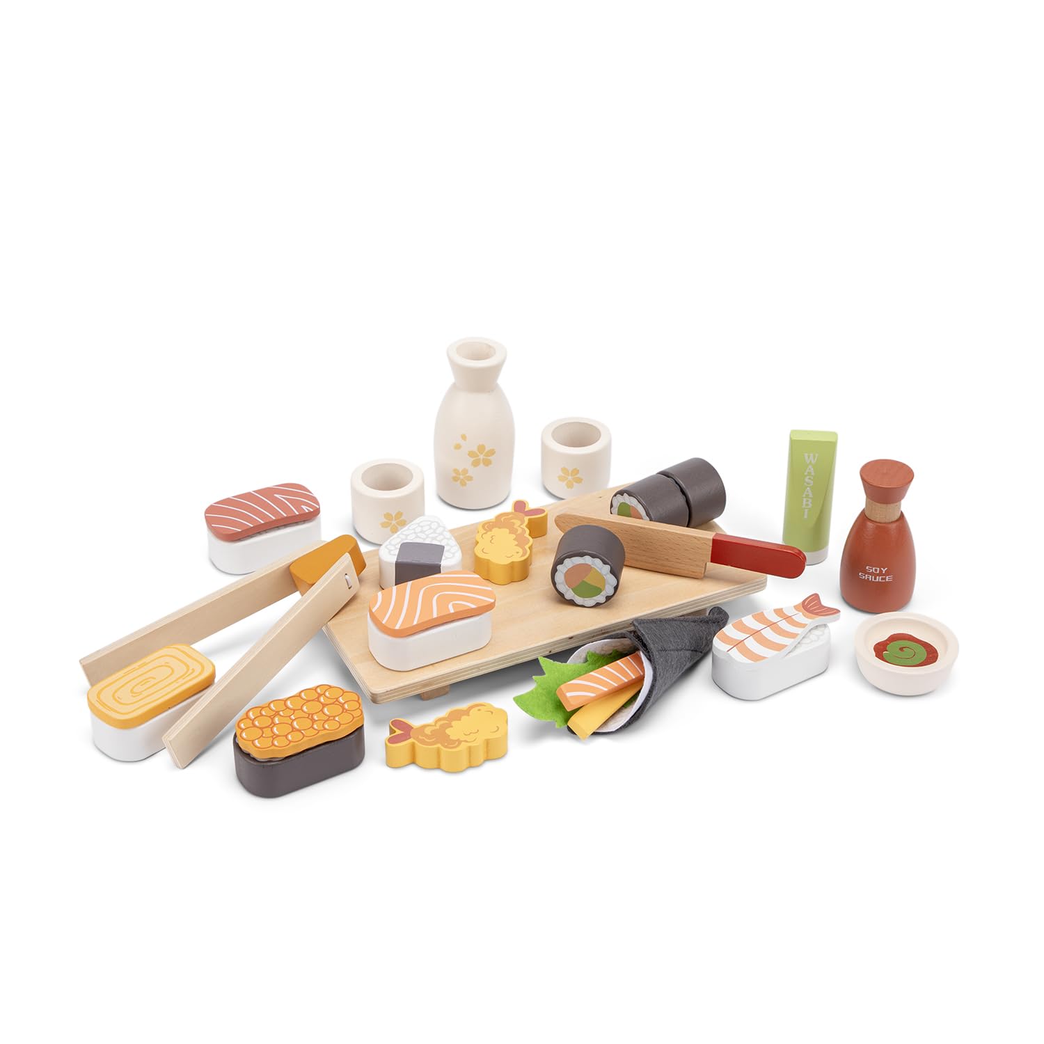 Woet® – Cibo Giocattolo Sushi in Legno per Bambini – Set di Alimenti Giocattolo 30 Pezzi – Giocattolo da Cucina per Gioco di Imitazione – A Partire da 3 Anni – Regalo per Bambini e Bambine