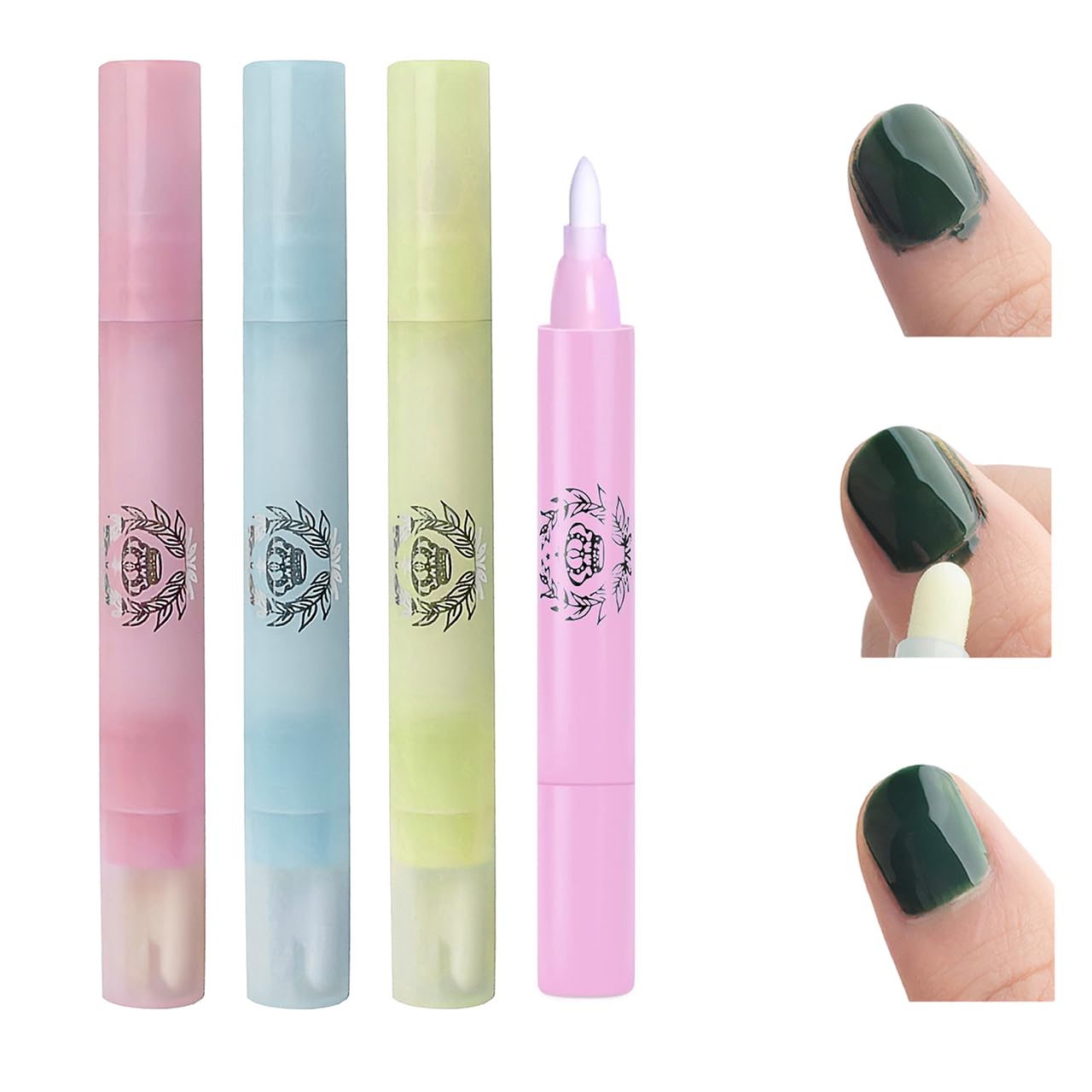 4 Pz Penne Correggi per Smalto, Penna Rimozione Smalto per Bordi delle Unghie, Penne Correttore per Unghie con 12 Punte di Ricambio, Penna Correttiva per Manicure, Nail Polish Remover Correzione Pen