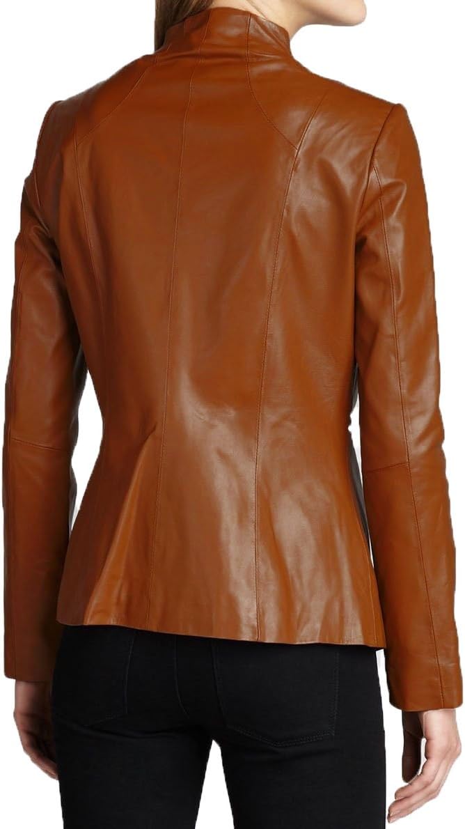 Womens Solid Cheezy Genuine Lambskin Leather Jacket, Biker Jacket - Image 2
