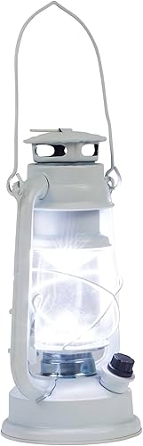 Miniatura 6 de Alpine Corporation Linterna de huracán blanca para interiores y exteriores con luces LED blancas frías