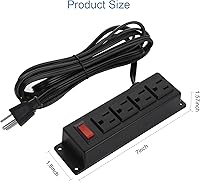 Vista 3 de Wall Mount Power Outlet Strip, 4 Outlet Mountable Power Strip with Switch, Under Desk Power Strip Connect with 6ft Cord Mount Under Desk, Workbench