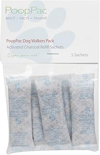 PoopPac Dog Walker Waste Case Activated Charcoal Refills, Pack of 5