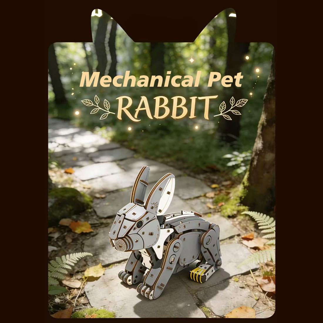 Puzzle 3D en bois à monter soi-même pour adultes – 288 pièces modèle de lapin sautant à remonter avec action de saut à ressort et oreilles interactives, cadeau de collection d'affichage (blanc)