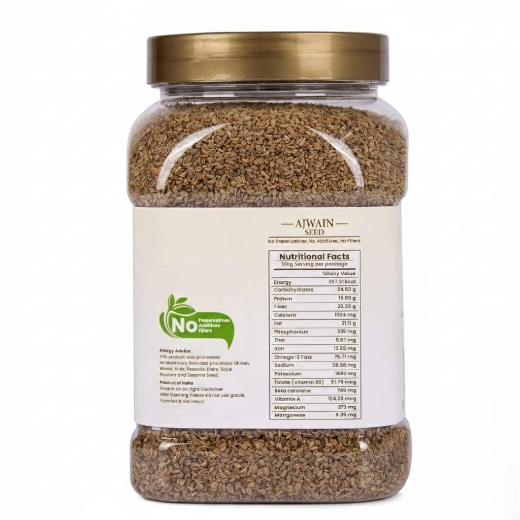 Ajwain Seed, Carom Seed, Vegan, Indian Origin, No Preservatives, Additives, & Fillers, 200 Gram
