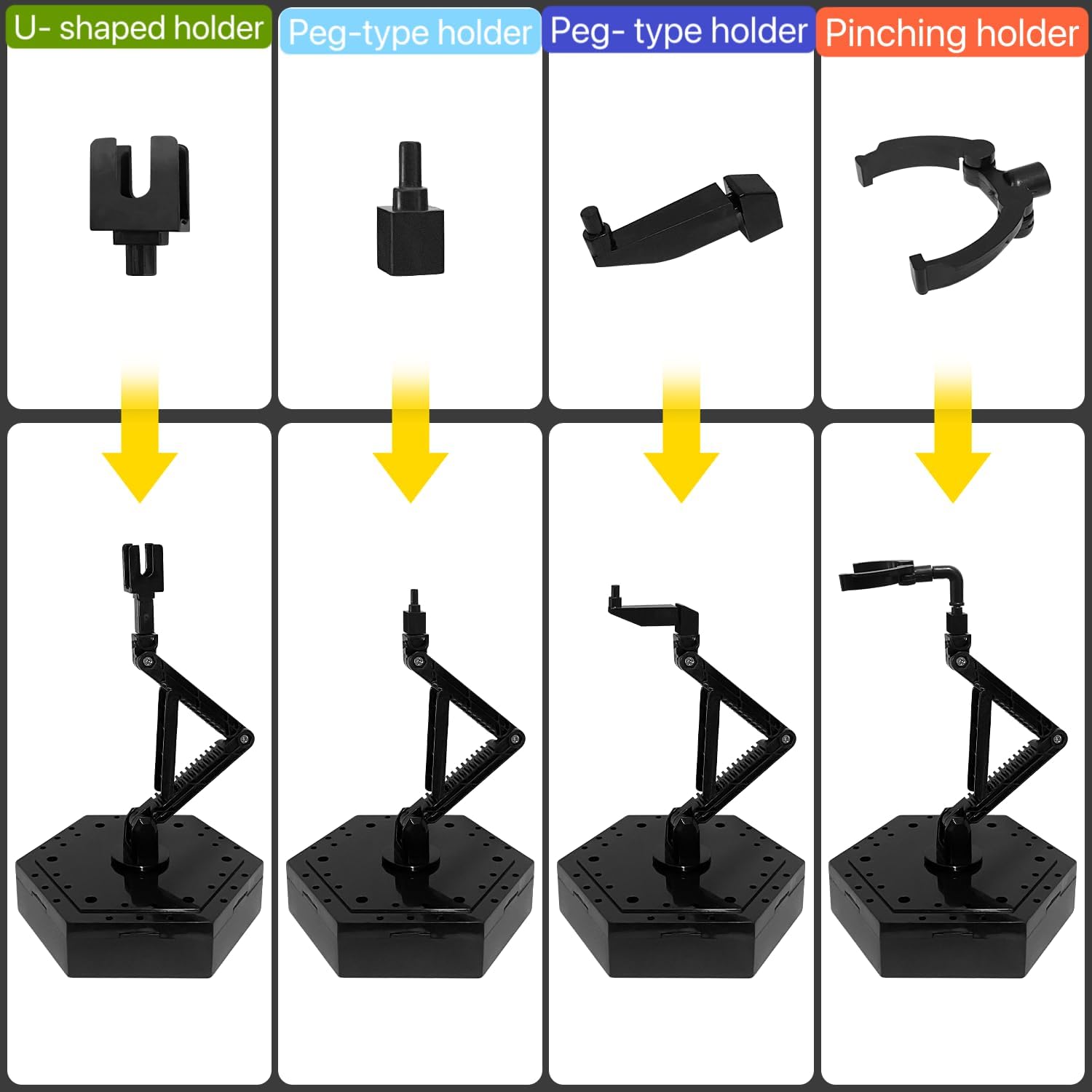 Action Base with Storage Base Gundam Model Stand Compatible with MG 1/100,HG,and RG 1/144 Scale Gundam Figure Models (2PCS Black)