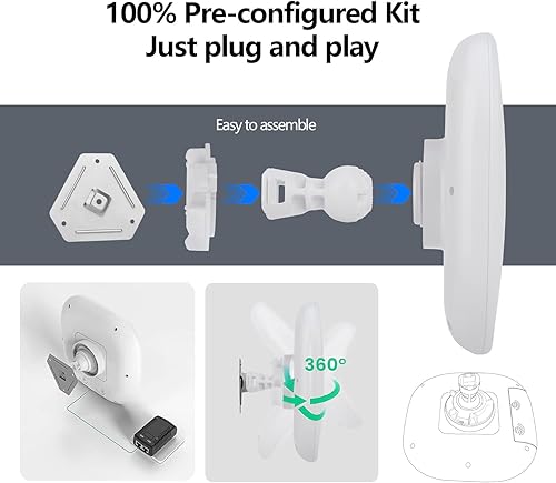 Miniatura 6 de KuWFi Kit de puente WiFi punto a punto 5.8G, TDMA 10KM de largo alcance al aire libre punto a punto puente inalámbrico CPE, extensión WiFi a