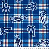 MLB Fleece Los Angeles Dodgers Plaid Blue, Fabric by the Yard