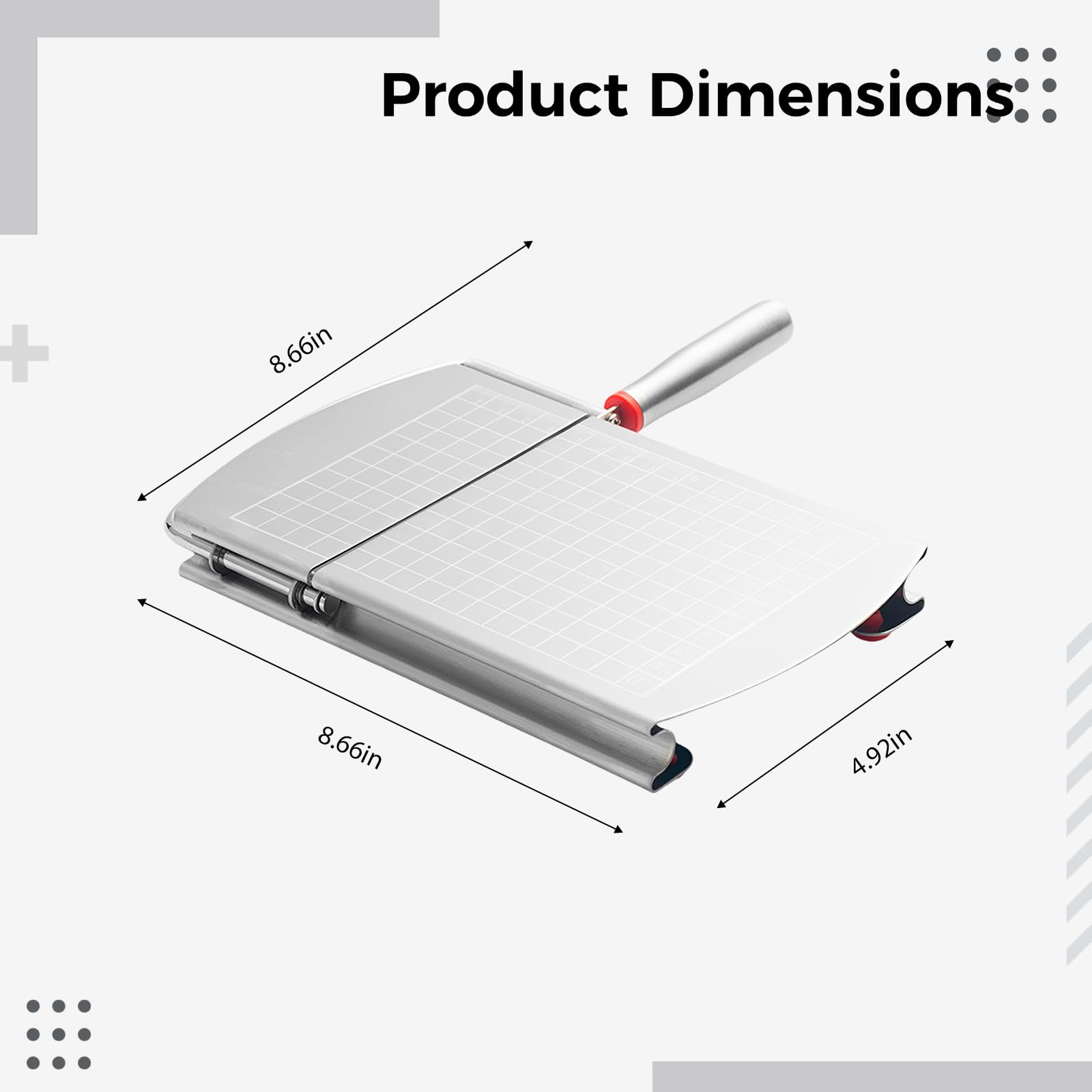 Edelstahl-Schneider, Käsehobel mit Skalenraster-Basis, Butter- und Portionsschneider mit ergonomischem Griff, für Hart- und Weichkäse, Seife, Blöcke, silber