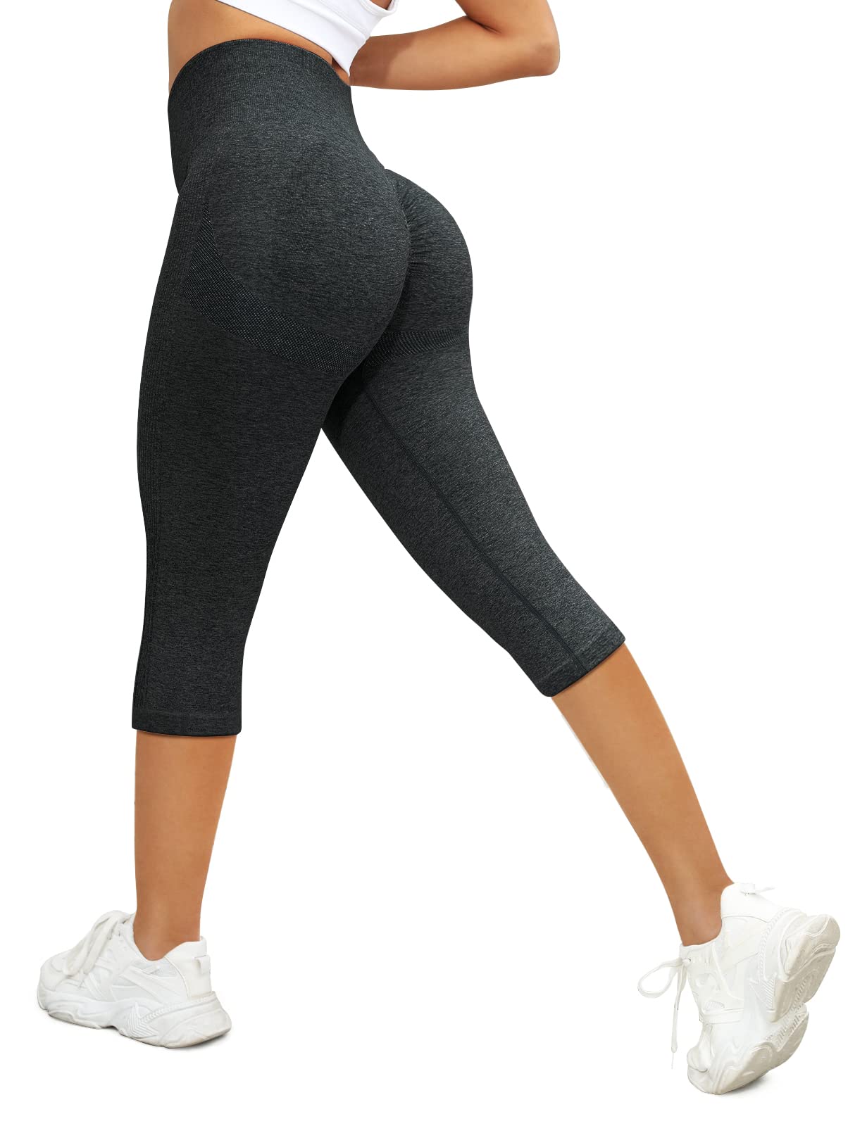 Leggins Mujer Push Up 3/4 Capris Mallas Pantalones Deportivos Anticeluliticos Yoga Leggings de Cintura Alta Elásticos Barriga Control Pantalones Deporte para Fitness Correr