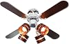 LOWYA Lighting Ceiling Fan, Ceiling Light, 4 Lights, LED Compatible, Remote Control, Wood, Reversible, Brown, Walnut, Stylish, New Life
