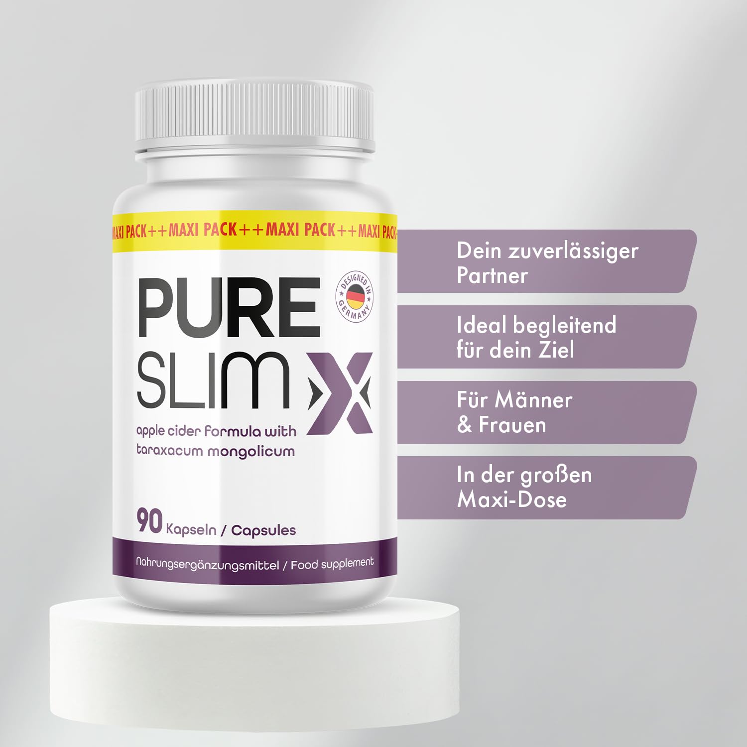 Pure Slim X Kapseln - für Männer und Frauen geeignet - mit natürlichen Inhaltsstoffen - 60 Kapseln pro Dose
