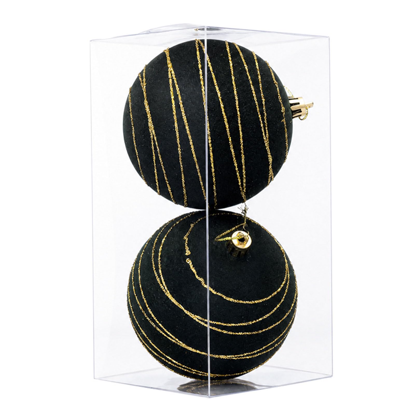 Whoasyst 2Pcs Glittering Velvety Christmas Ball Ornament Shatterproof Christmas Baubles for Tree Mantels Door Decoration Ball Decorations