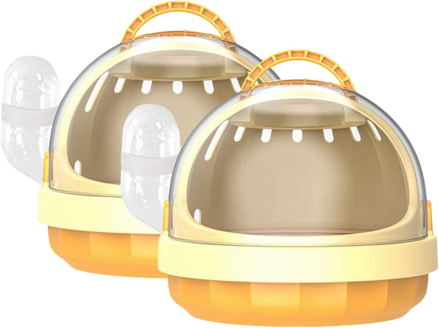 Gralara 2Pcs Hamster Travel Carrier Cage Small Animal Carry Cage, Outdoor Transparent Hamster Travel Carrier for Ferrets Chinchilla, Yellow