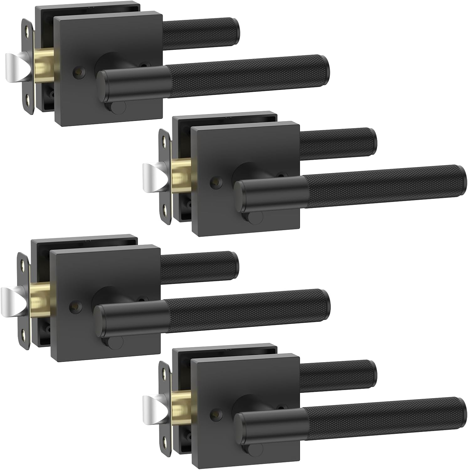 Asidrama 4 Pack Black Privacy Door Handles, Door Lever with Door Knobs Indoor for Bedroom or Bathroom, Heavy Duty Door Handles Interior with Locks for Left Right Sided Doors