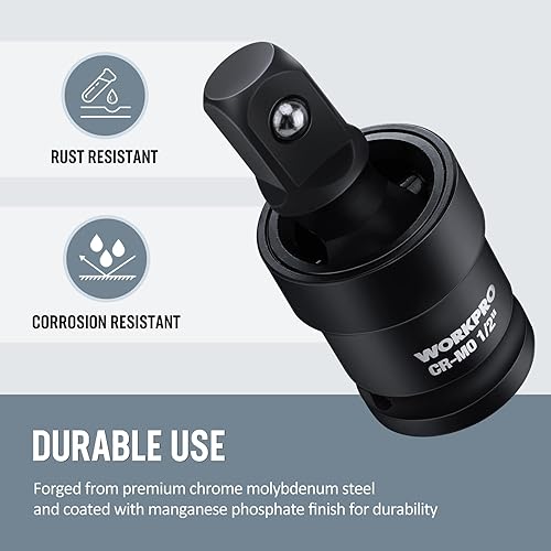 Miniatura 2 de WORKPRO Juego de juntas universales Impact y barra de extensión de impacto de 12 pulgada