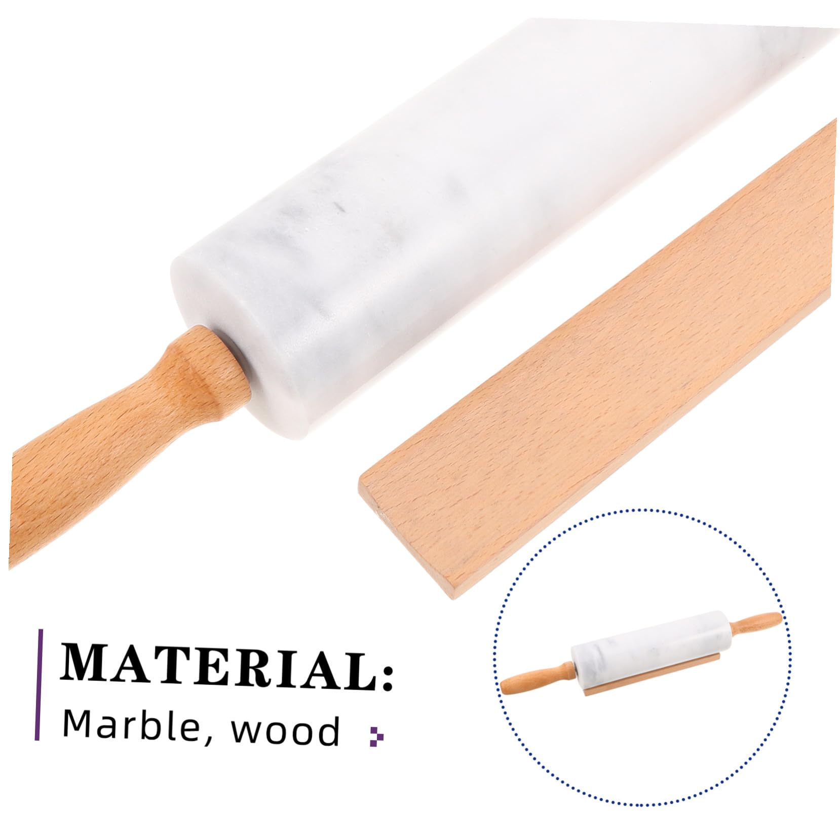 iplusmile 3 Piezas Rodillo de Mármol para Hornear Antiadherente Rodillo Profesional para Repostería Fondant Pan Pizza Herramienta de Repostería Doméstica Uso Doméstico