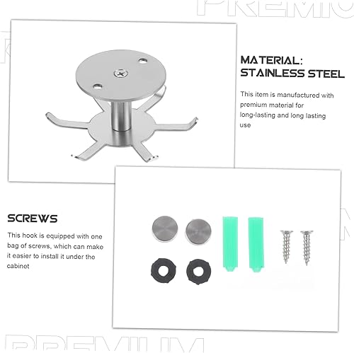 Miniatura 9 de BESTonZON Estante colgante para utensilios de cocina, 2 piezas, gancho giratorio de seis garras, ganchos giratorios de acero inoxidable, ganchos