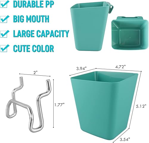 Miniatura 43 de G.CORE Paquete de 6 vasos grandes para tablero de clavijas, con ganchos, con forma de caja cuadrada, accesorios para garaje, banco de trabajo, sala