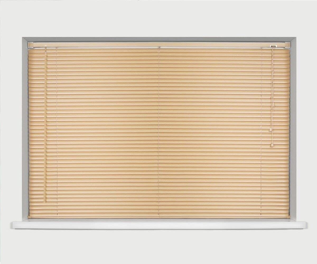 PVC Venetian Blind Blinds Easy Fit Curtains Trimmable Fittings Windows Treatment Shutters Twist Open Close (Natural, 75x150)