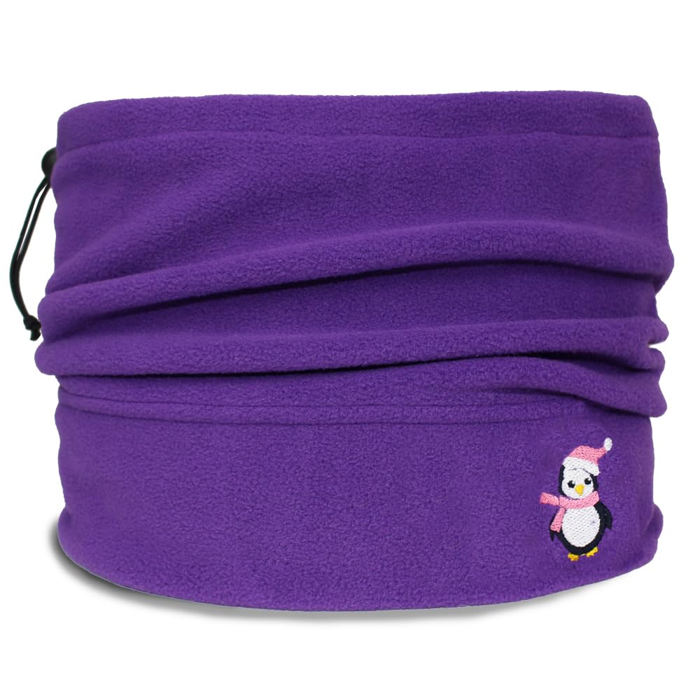 Teddyt's Women's Purple Embroidered Bobble Hat Penguin Thermal Adjustable Snood Scarf (Purple)