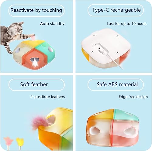 Miniatura 2 de Juguetes para gatos interactivos automáticos Whack-A-MoleHide and Seek Ultra Fun Smart Cat Feather Toy para gatos de interior recargable 2 plumas 4