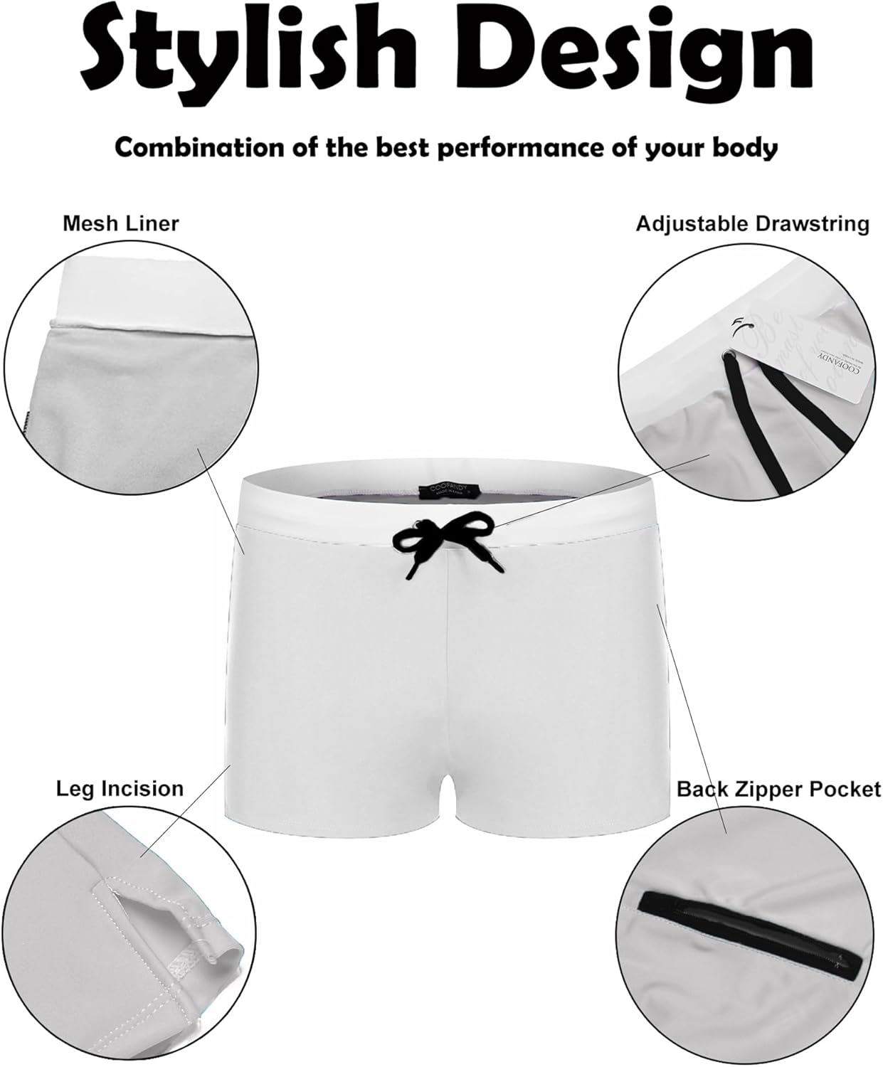 COOFANDY Men's Square Leg Swim Briefs Tight Swim Trunks Swimsuit Athletic Bathing Suit Swimwear with Liner - Image 4