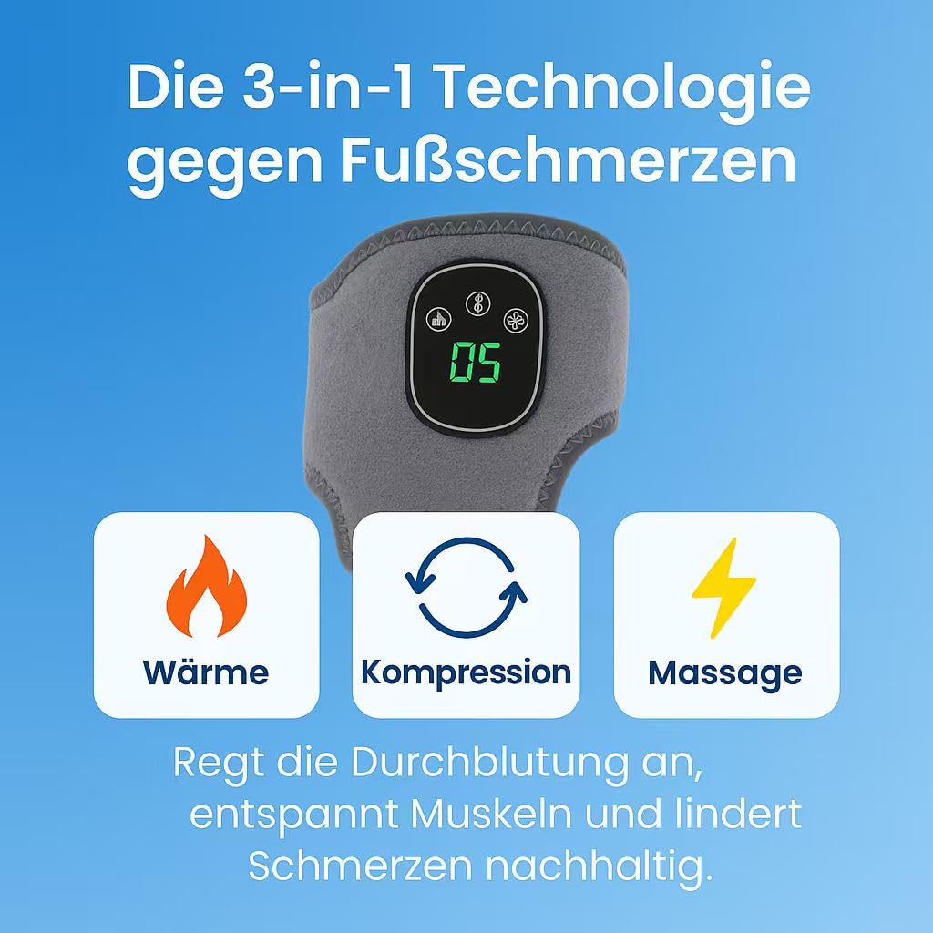 neurocur VitalPulser 3-in-1 Massager Fußmassager Elektrisch – 3 Massage-Modi & 5 Wärmestufen, Tragbar, Kabellos, Perfekt für Zuhause & Unterwegs