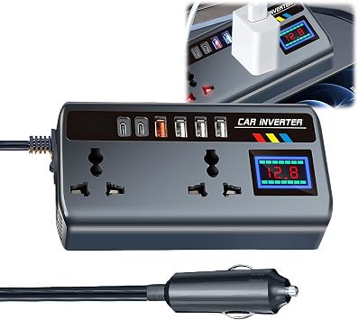 Pu/re Sine Wave Car Inverter 12v to 240v,Car Inverter,Ca/r Converter to Outlet Plug,Vehicle Powers Converter,Powers Inv/erter,C/ar I/nverter Outlet,Ca/r Plug Adapter,2 Sockets Output 3 Usb Ports